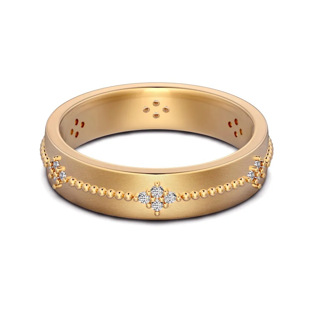 S925 Sterling Silver Ring Men's And Women's Light Luxury High-grade Zircon Inlaid Personality Simple Daily - Champagne Gold Women
