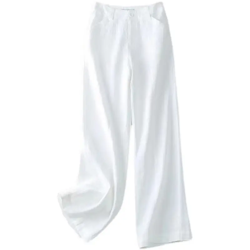 Summer Cotton Linen Wide Leg Pants Loose Women's Wear Drape