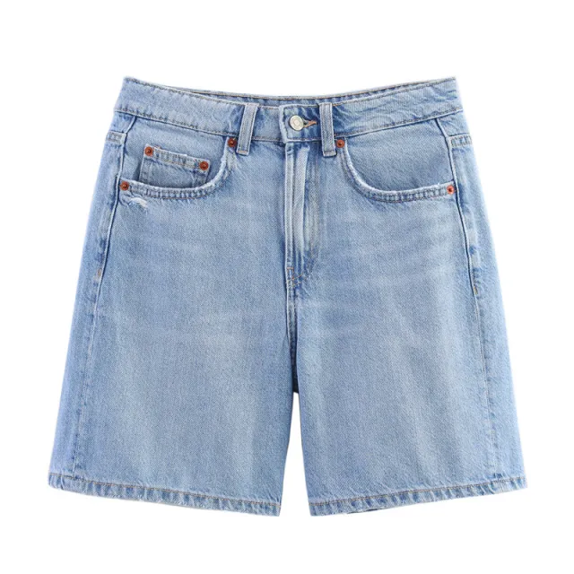 Summer European And American Style Initial Color Mid Waist Casual Denim Shorts Light Color S - Shop at LoveMi