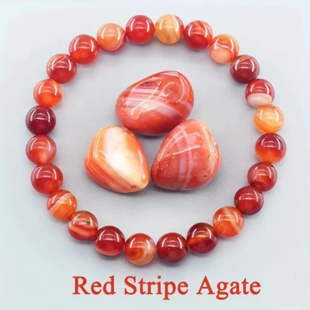 Rose Stone Agate Mixed Colorful Beads Bracelet Red Lines - Shop at LoveMi