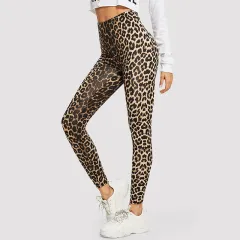 Fashion Leopard Print Leggings Stretch Slim Tight Waist Ankle-length Pants - Leopard Print - View 1