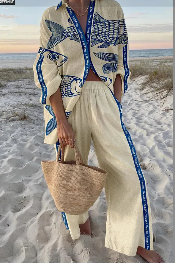 Women's Casual 3D Digital Printing Fashion Shirt And Trousers Zc035 - Shop at LoveMi