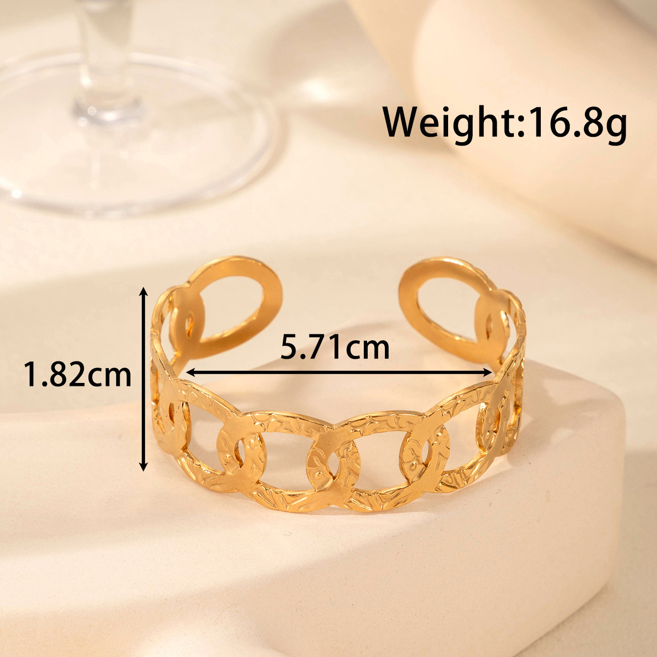 Stainless Steel Serpentine Clover Ring Bracelet