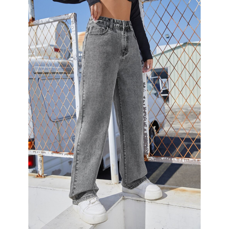 Womens Stylish Loose-fit Slimming American-style Washed Denim Jeans 9