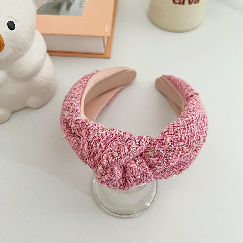 Fashion Retro Korean Type Classic Style Woolen Knotted Headband Rose Red - Shop at LoveMi