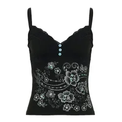 V-neck Camisole With Straps Sexy Low-cut Base Top For A Sassy Chic Look - Black - View 1