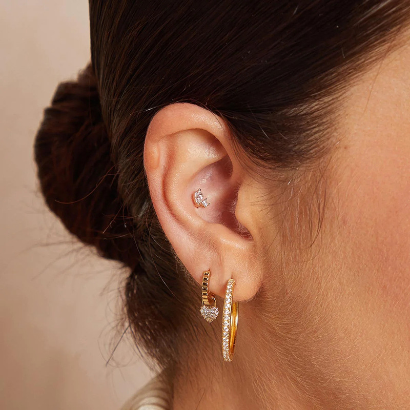 Silver Needle Special-interest Design Rhinestone Heart-shaped Earrings For Women