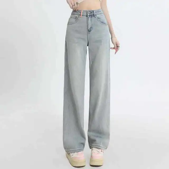 Light Blue High Waist Wide Leg Jeans For Women 882 Light Blue - Shop at LoveMi