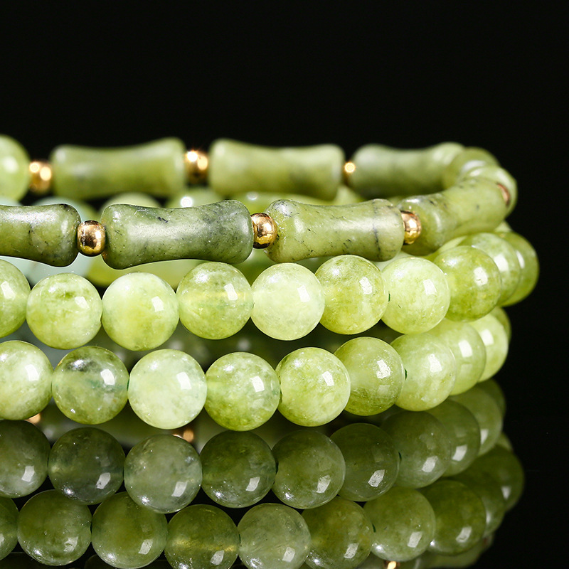 Gray Jade Multi-circle Girls Bamboo Bracelet