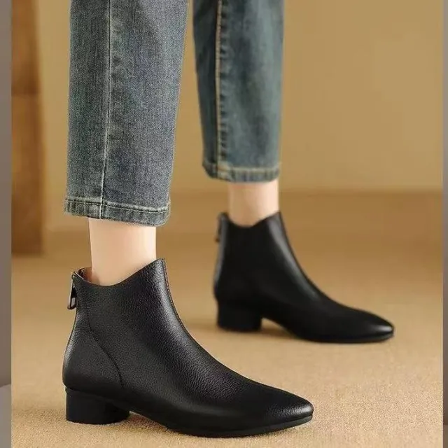 Women's Thick Bottom Vintage Martin Boots Women's Mid calf Soft Bottom Black - Shop at LoveMi