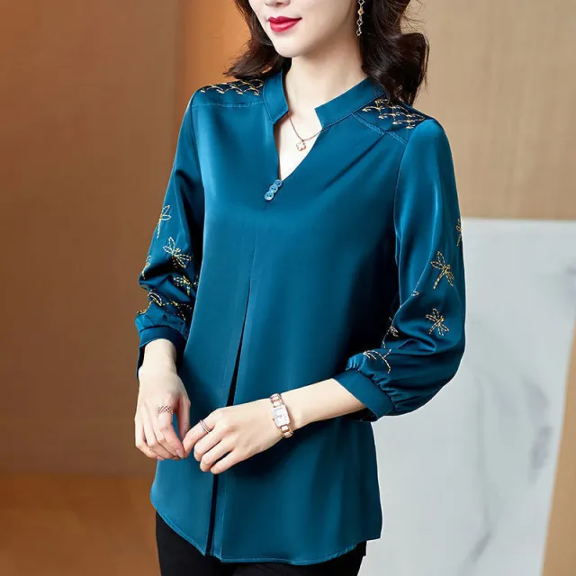 Women's Thin Short Sleeve Western Style Chiffon Shirt Blue - Shop at LoveMi