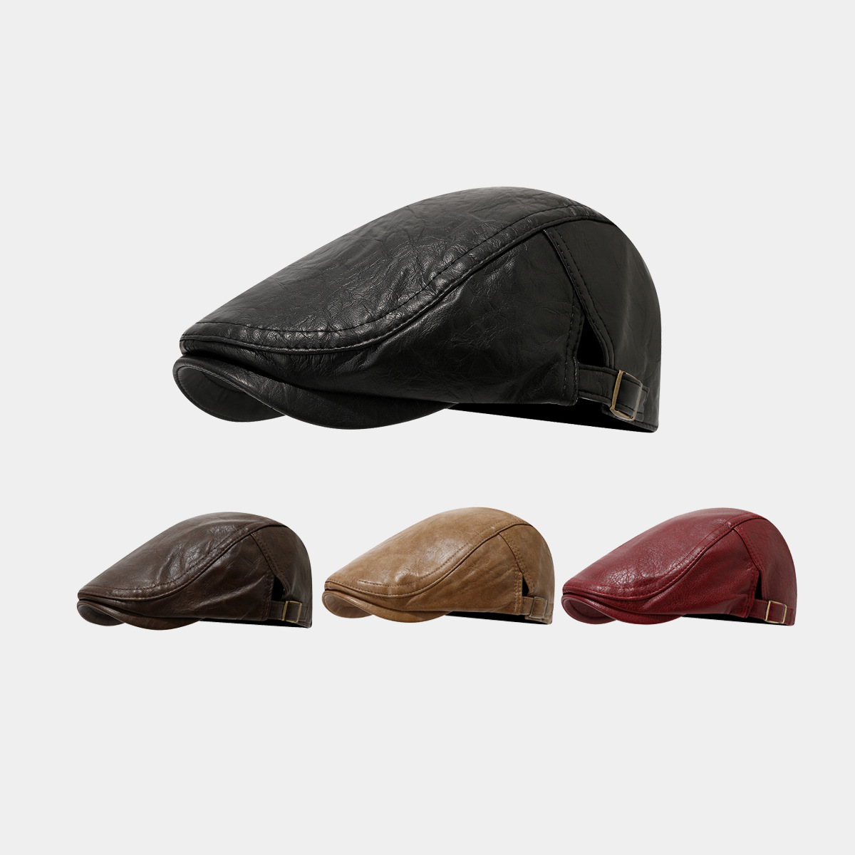 Șapcă plată din piele în stil american vintage - pălărie unisex Retro Beret Painter cu bor pentru uzura zilnică de toamnă-iarnă