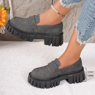 Plus Size Sponge Cake Platform Slip-on Leisure Pumps - Grey