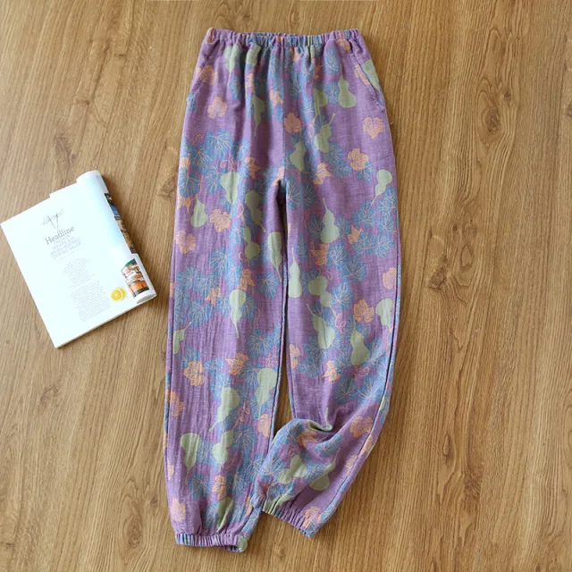 Women's Home Thin Summer Pure Cotton Pajama Pants Purple Gourd - Shop at LoveMi