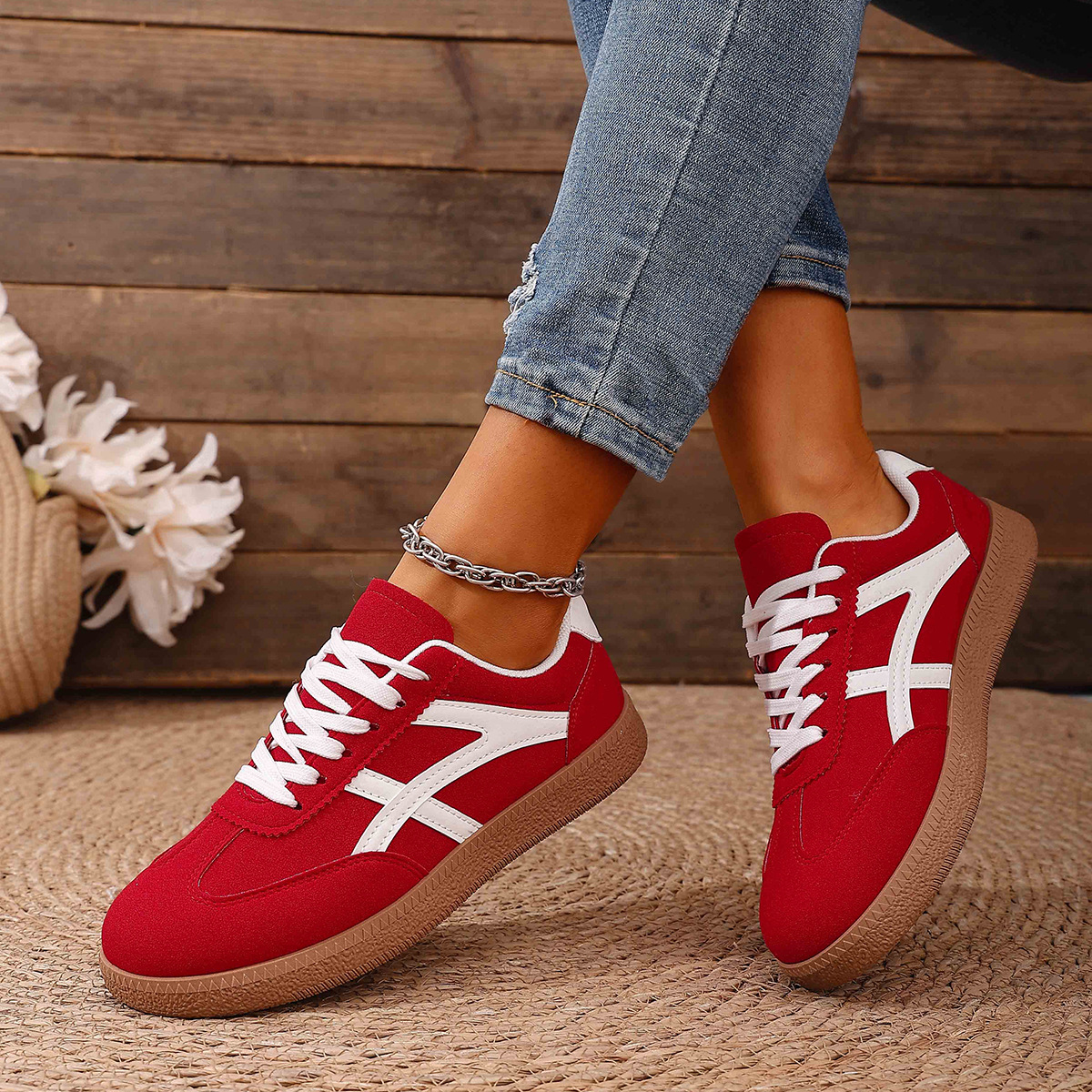 Large Size Color Blocked Round Toe Women's Shoes 16