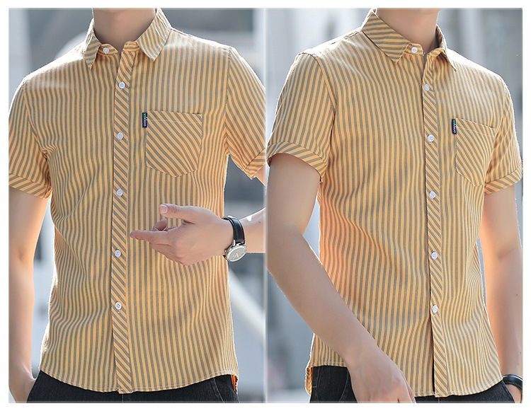 Summer Mens Wrinkle Resistant Striped Drape Shirt Summer Mens Wrinkle Resistant Striped Drape Shirt