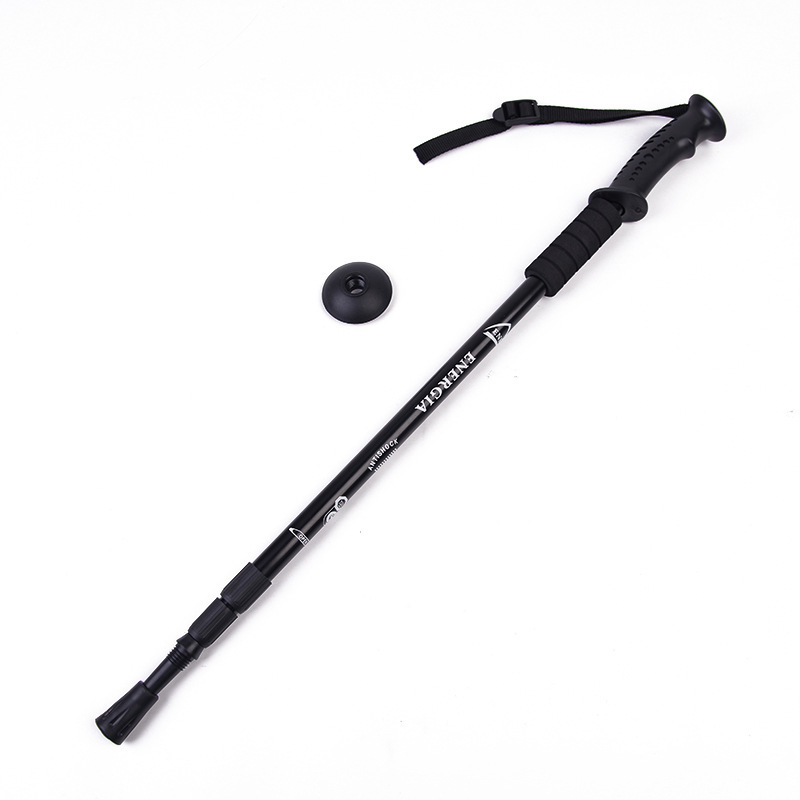 Retractable Folding Straight Handle Three-section Walking Stick Hiking Outdoor Equipment - Image 2