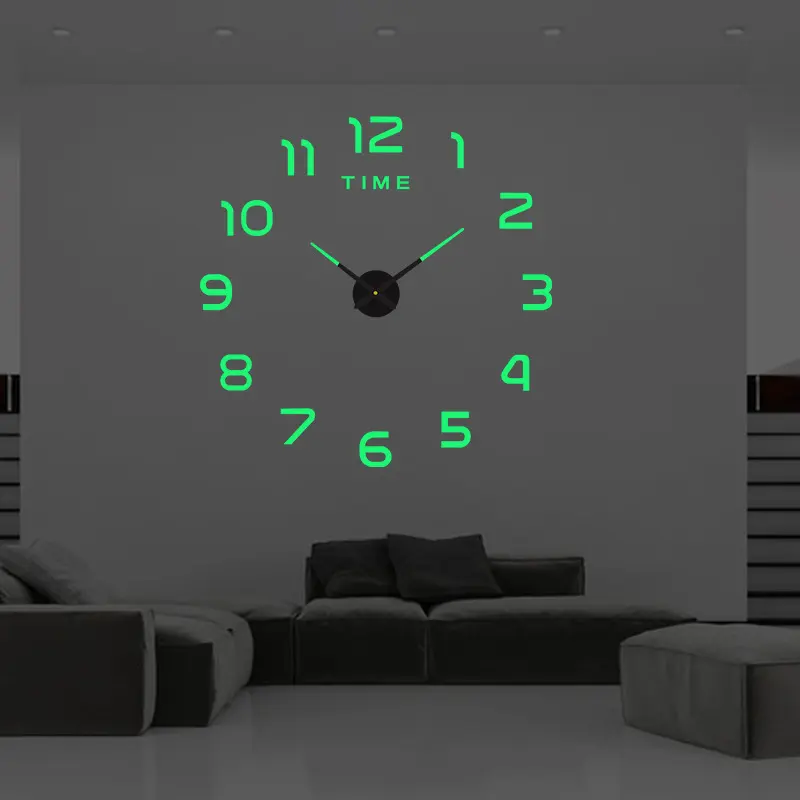 Creative Night Light Silent Clock Decorative Wall Stickers