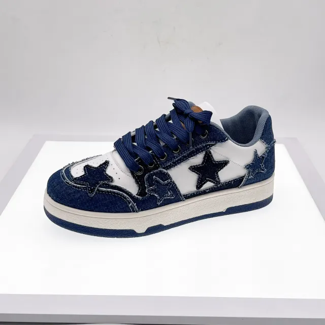 Artistic Style Casual Star Pattern Sneakers Spring And Autumn Series Blue - Shop at LoveMi