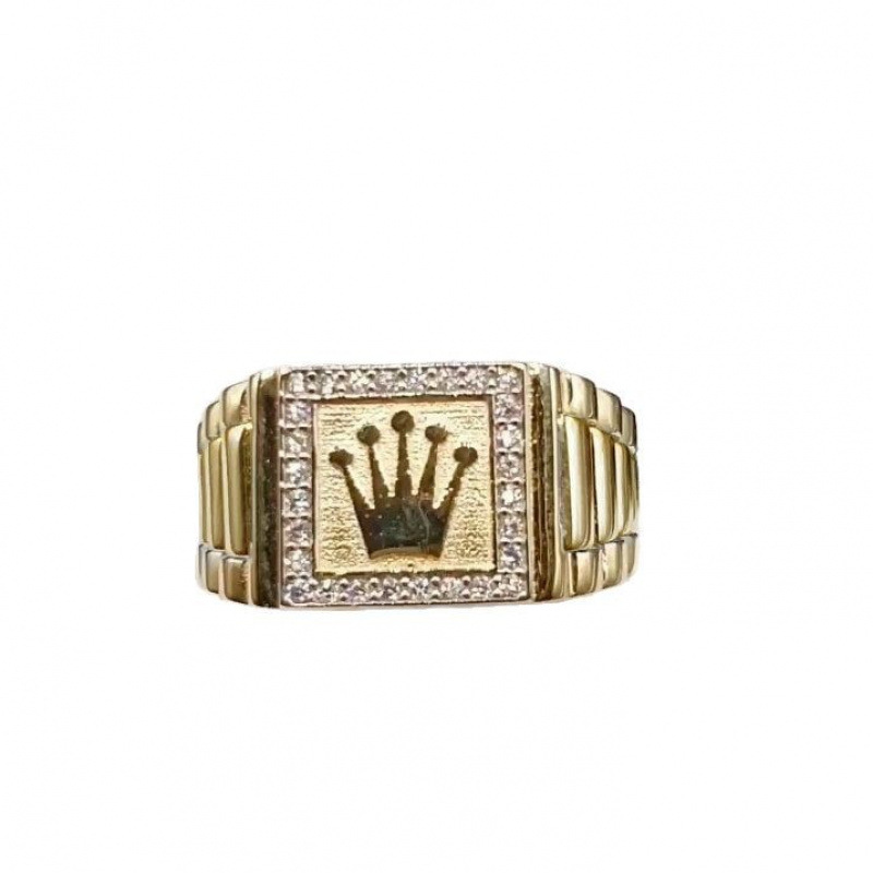 Mens Retro Alloy Ring With Rhinestone Inlay