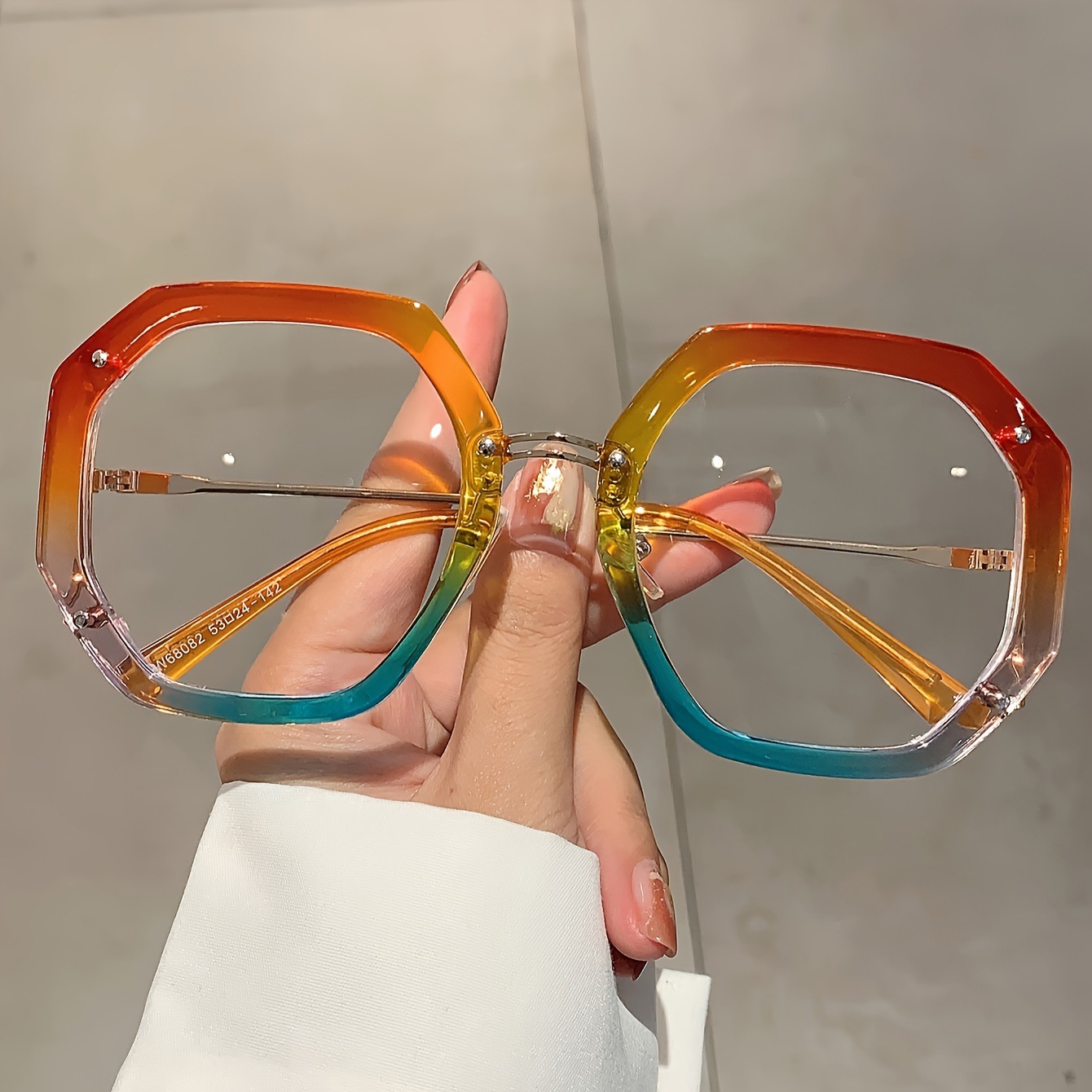 Fashionable Polygonal-frame Euro-American Style Trendy Hip-hop Oversized Plain Glasses