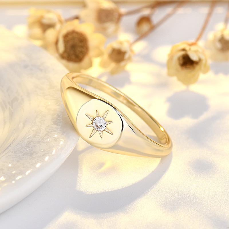 14K Gold Six-pointed Star Sterling Silver Ring