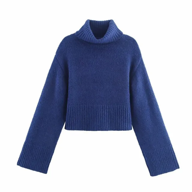 Winter New Graceful And Fashionable High Lapel Long Sleeve Pullover Sweater Blue - Shop at LoveMi