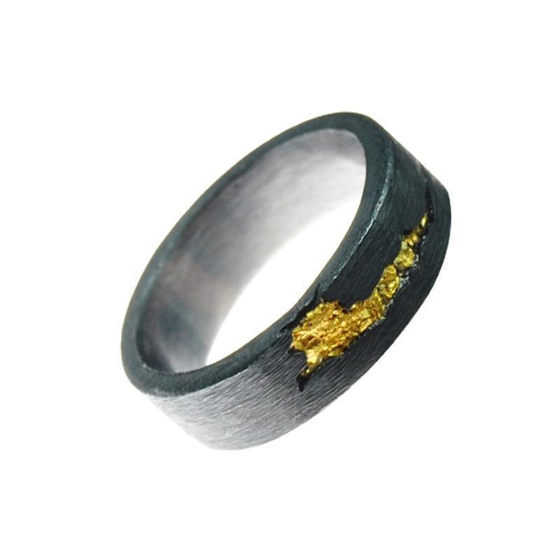 Black Gold Drawing Men's Single Ring