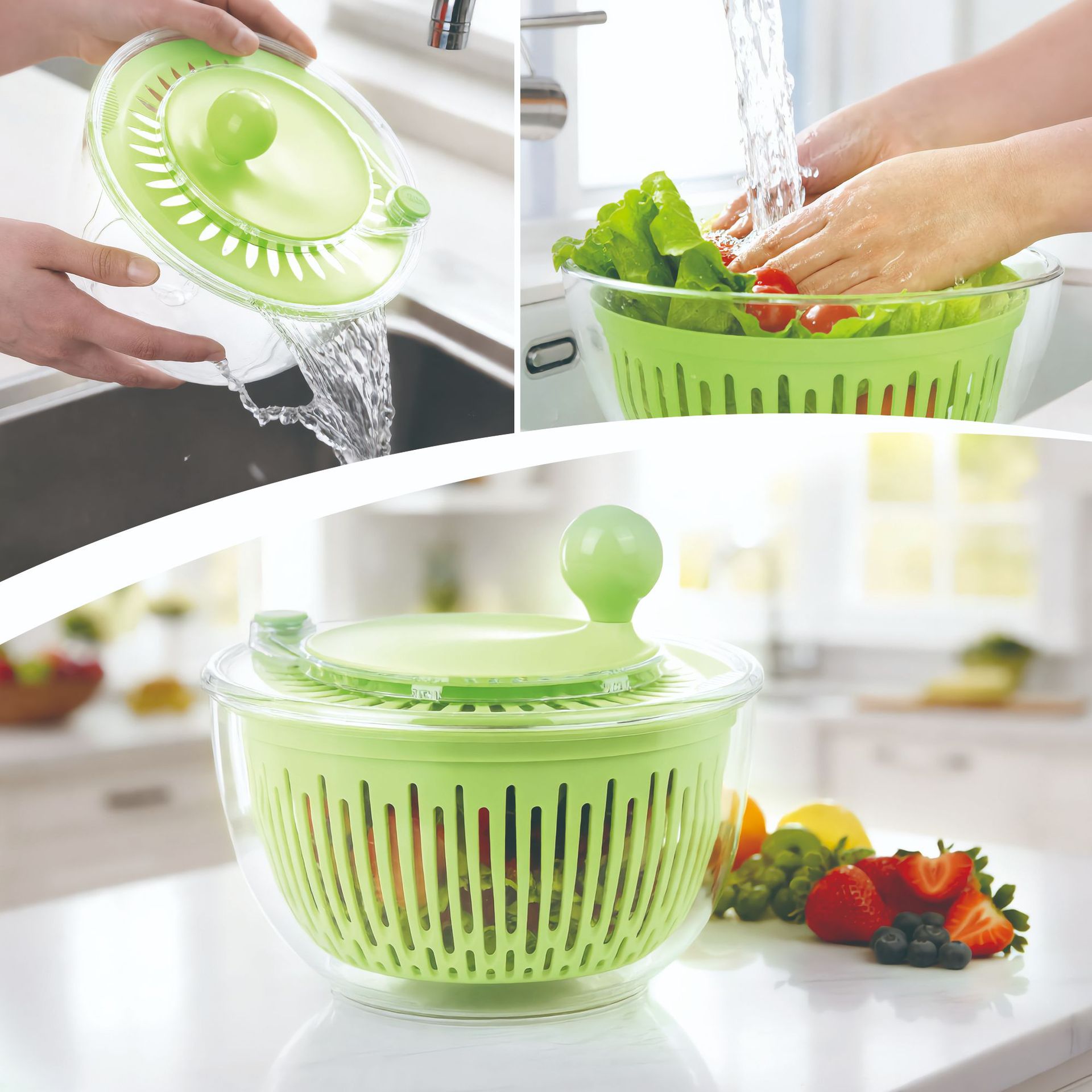 Cross-border Drain Basket For Fruit Salad Manual High-Speed Centrifugal Spin Dryer — foto 6