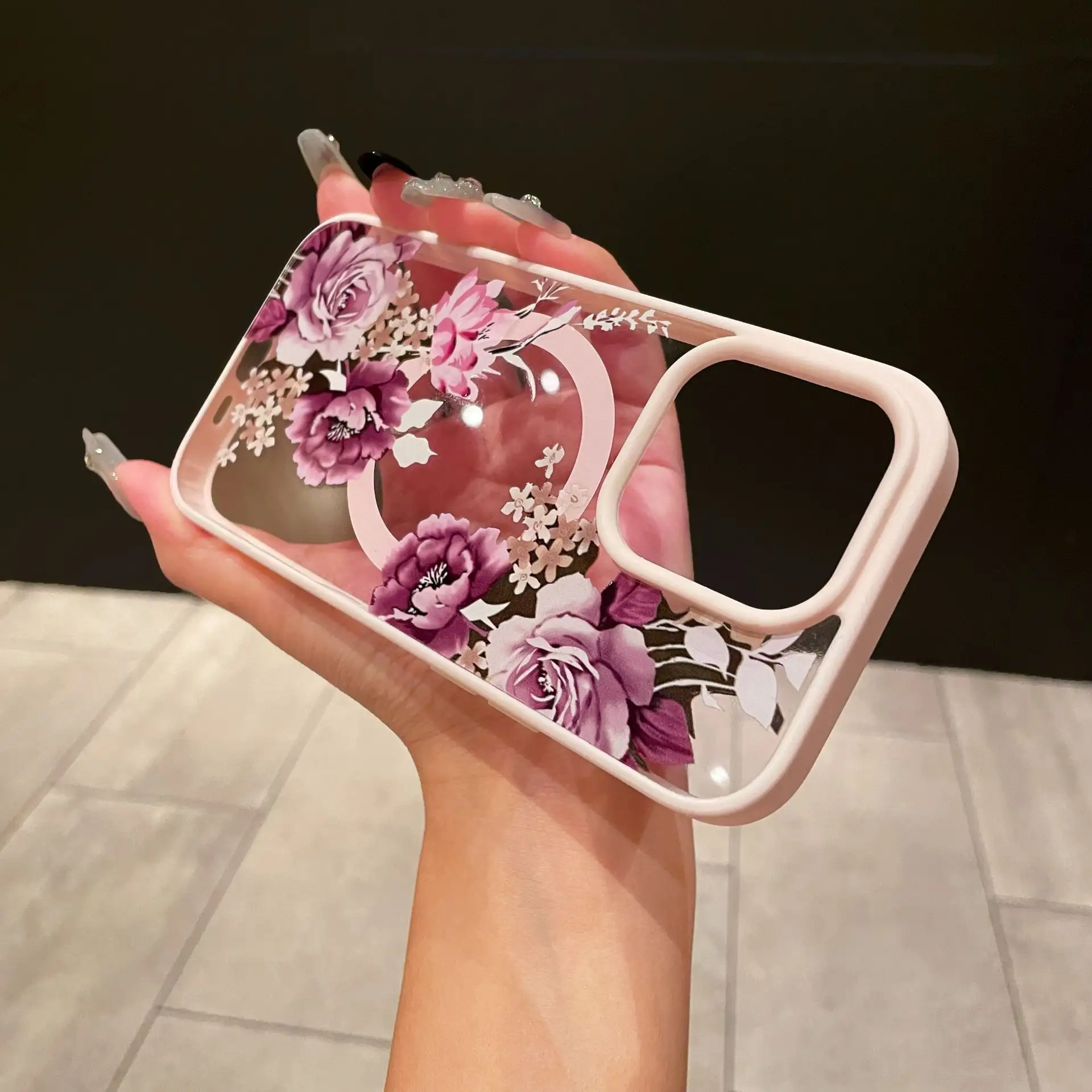 Magnetic Acrylic Magnetic Flower Two-in-one Phone Case