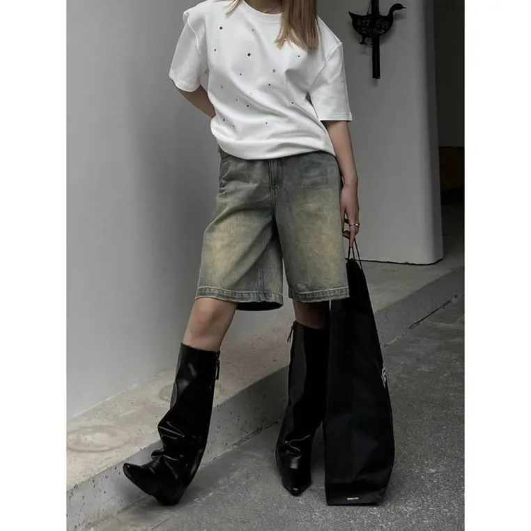 Loose-fitting Wide-leg Slim-fit Straight Pants - Blue