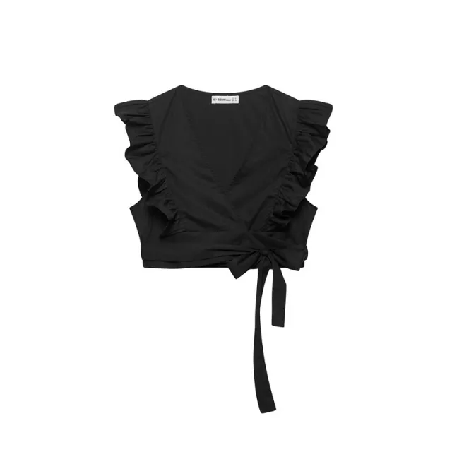 Vintage Wrap Short Top Poplin Skirt Two piece Set Top S - Shop at LoveMi