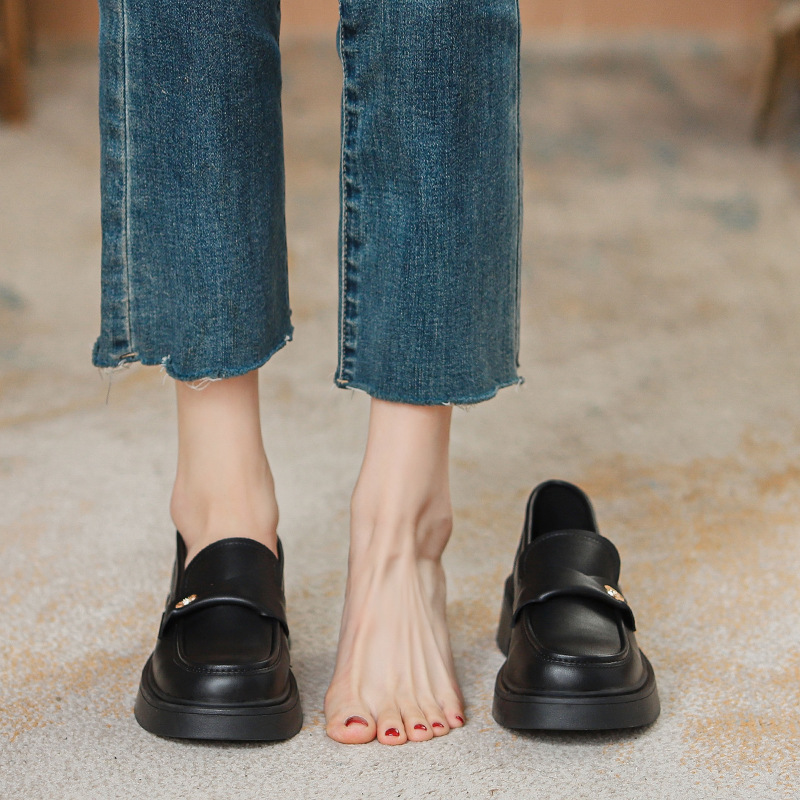 British-style Chunky-soled Women's Leather Shoes