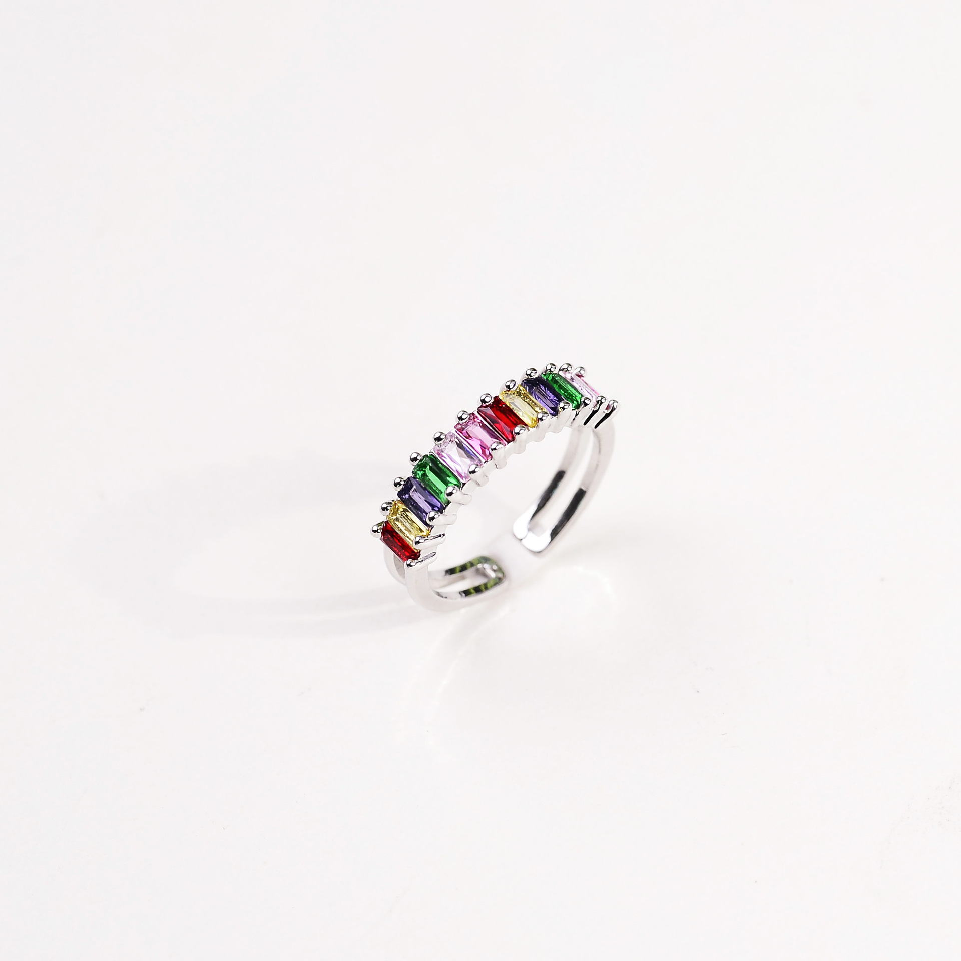 Retro Luxe Full-Diamond-Inlaid Zircon Mid-Century Style Open Ring