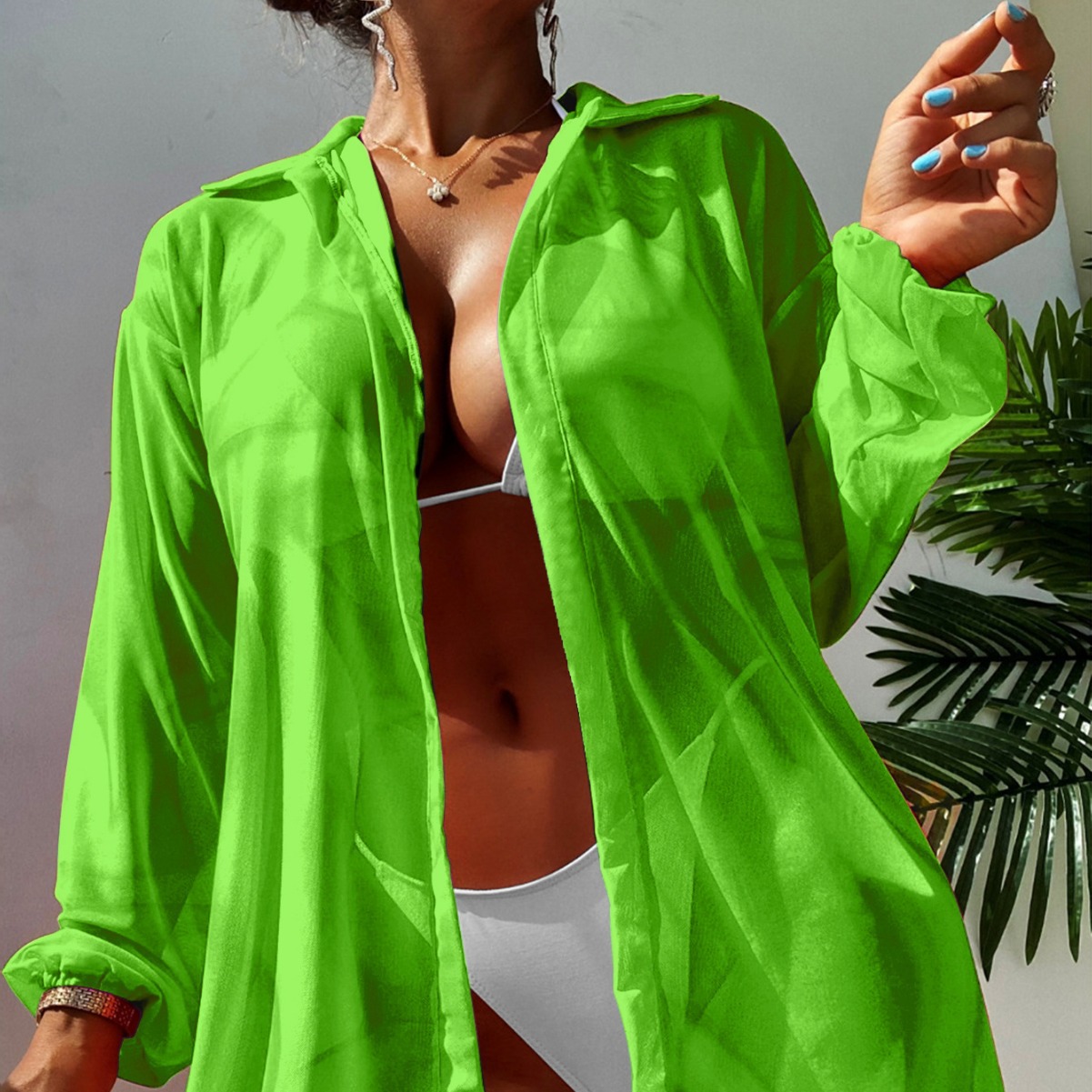 Long-sleeved Sun-protective Cardigan, Womens Beach Vacation Cover-up