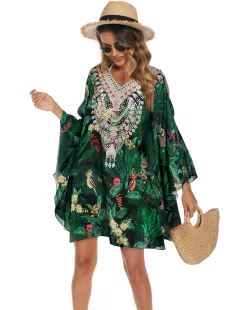 Retro Loose Long Gown Swimsuit Blouse - J95571 - View 1