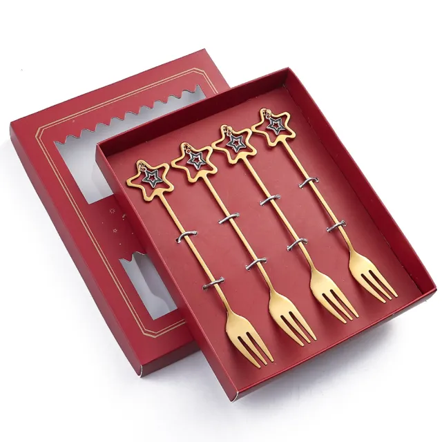 Golden Five pointed Star Fork Holiday Gift Gold - Shop at LoveMi
