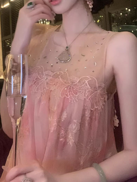 Embellished Mesh Patchwork Dress, picture 4 of 5