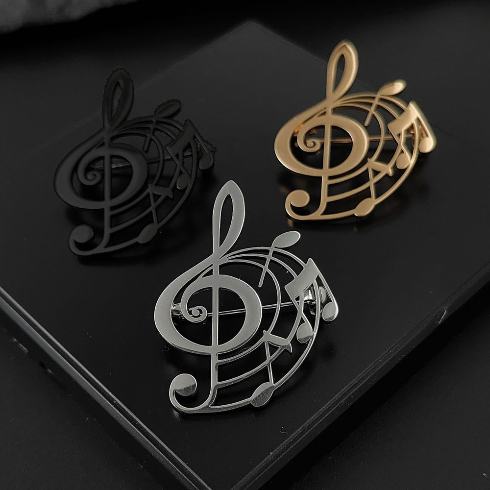 Stainless Steel Note Brooch For Suit Shirts