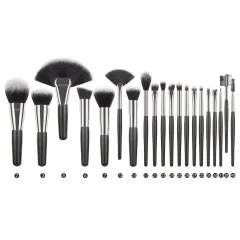 Animal Hair Makeup Brush Full Set - 20 Black And Silver - View 1