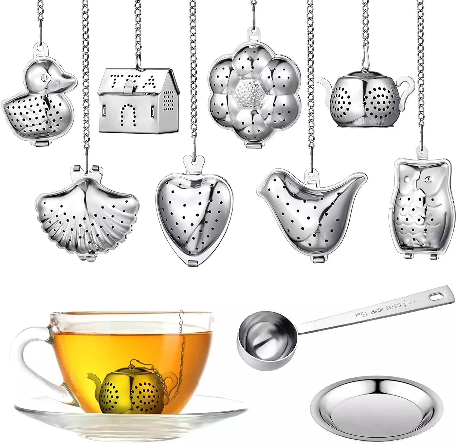 Stainless steel chain tea infuser tea-brewing tool (heart