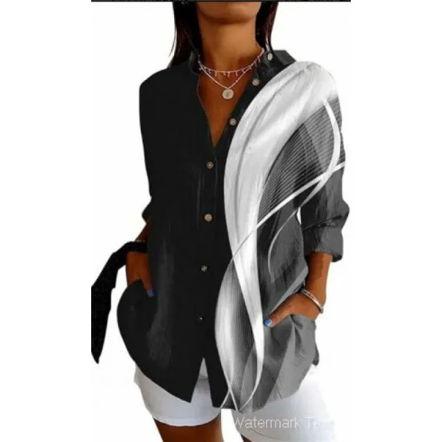 Printed Autumn Leisure Loose Shirt Women's Top Dy59212 - Shop at LoveMi