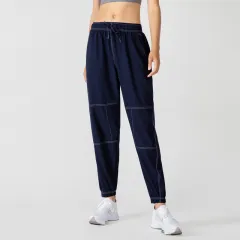 Casual Sports Pants Female Loose Tappered Slimming Ins Trendy Fitness - Dark Blue - View 1