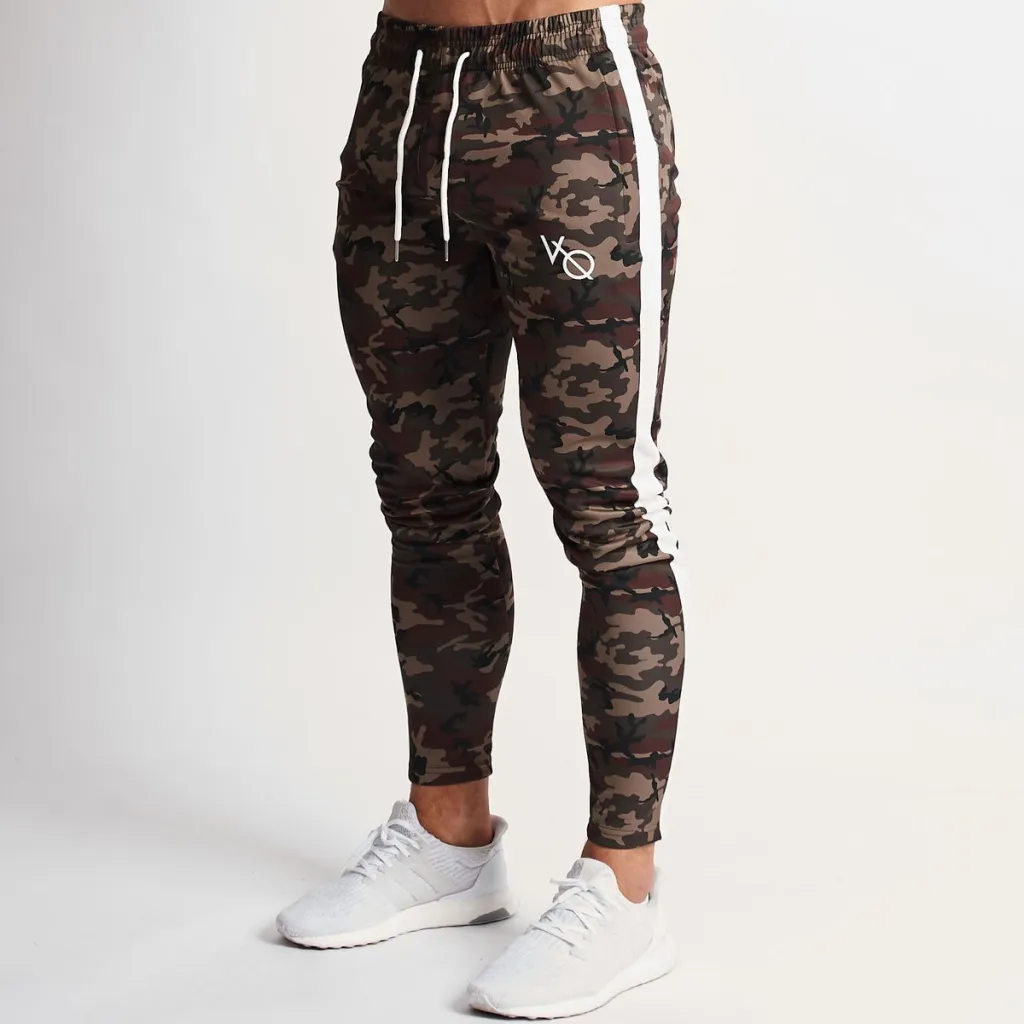 Stretch Side Stripe Camouflage Workout Training Pants - Green