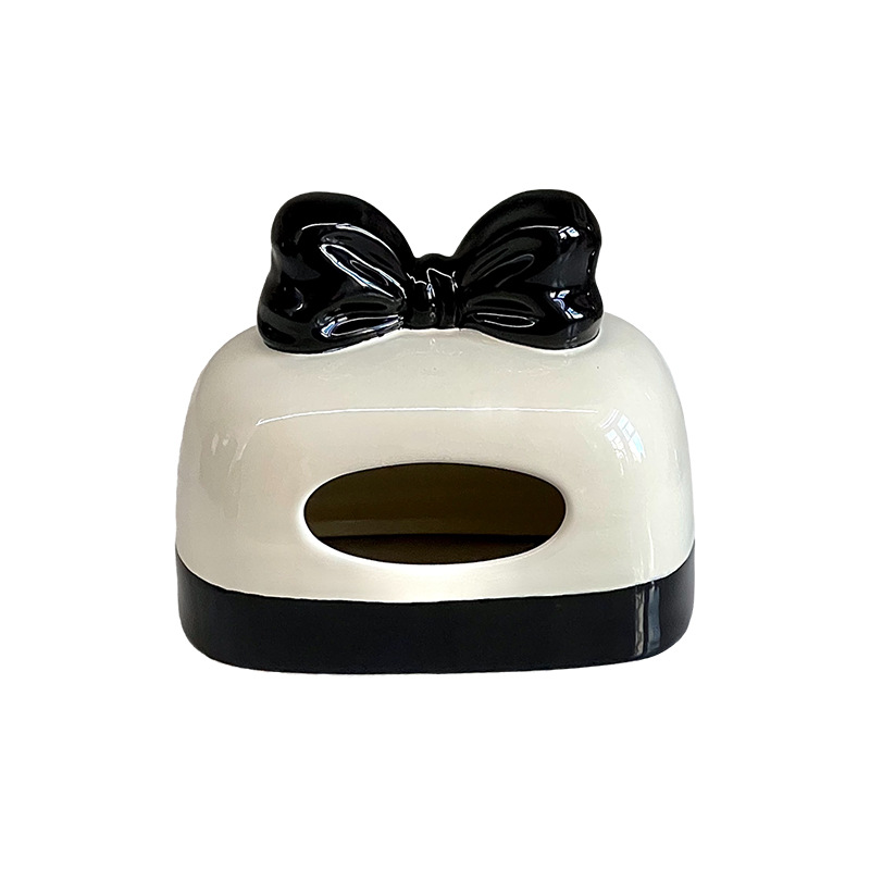 White And Black Bow Tissue Box