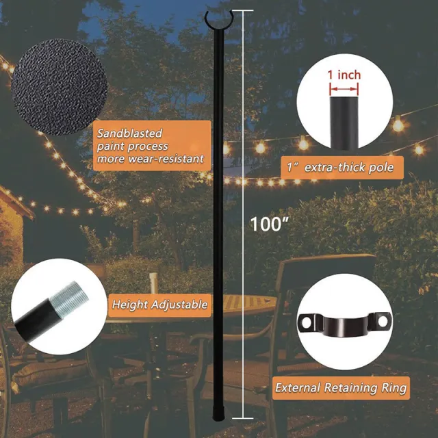 Garden Decoration Ground Lawn Garden Support Outdoor Terrace Decoration String Light Pole Black - Shop at LoveMi