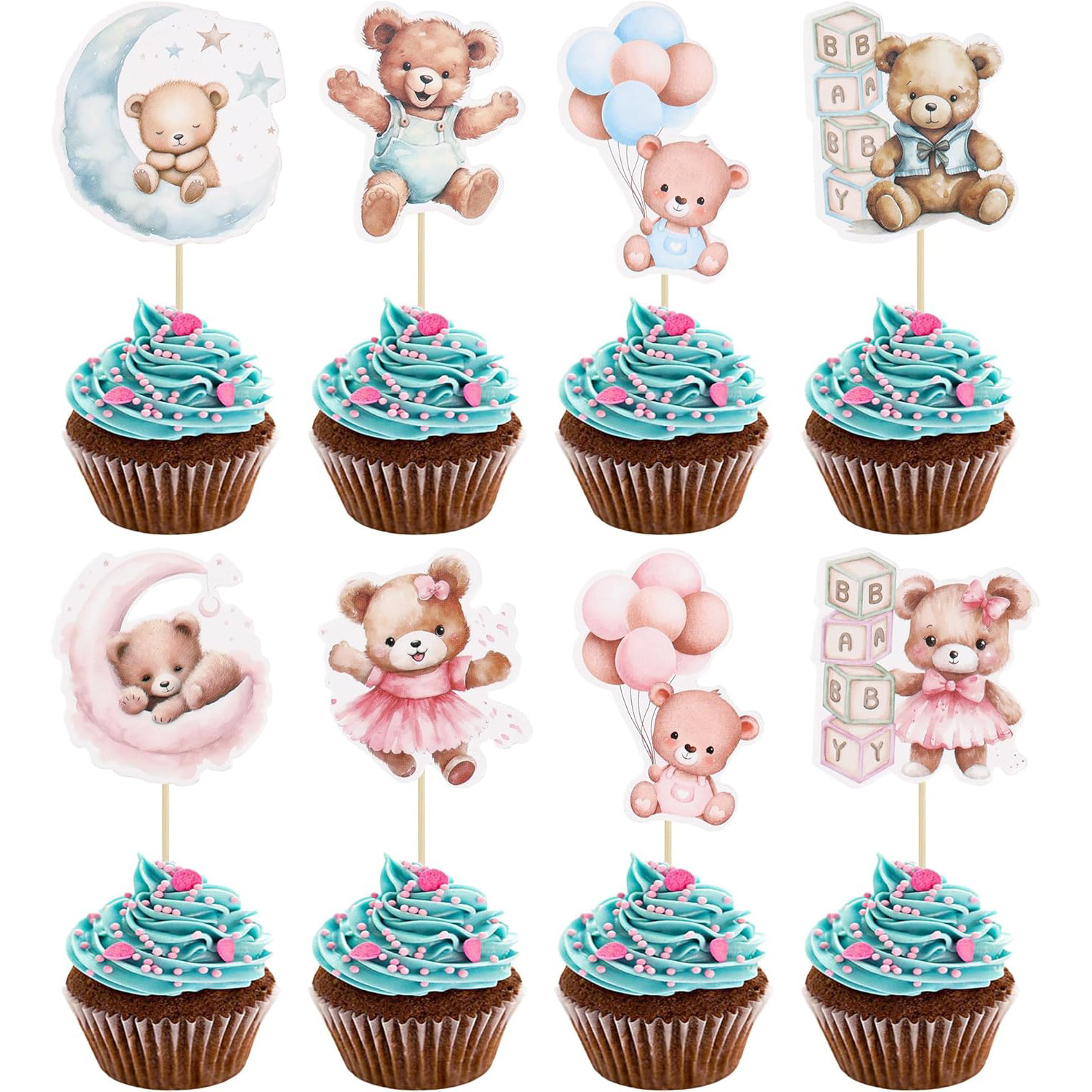 Baby Bear Birthday Cake Decoration Card Inserts