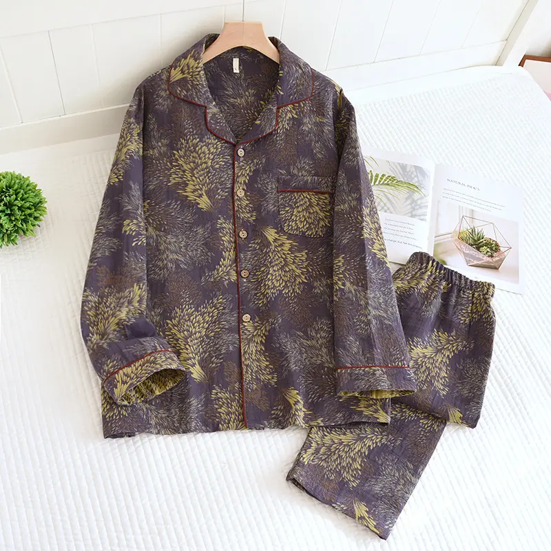 Winter Couple Yarn-dyed Cotton Pajamas Long Sleeve