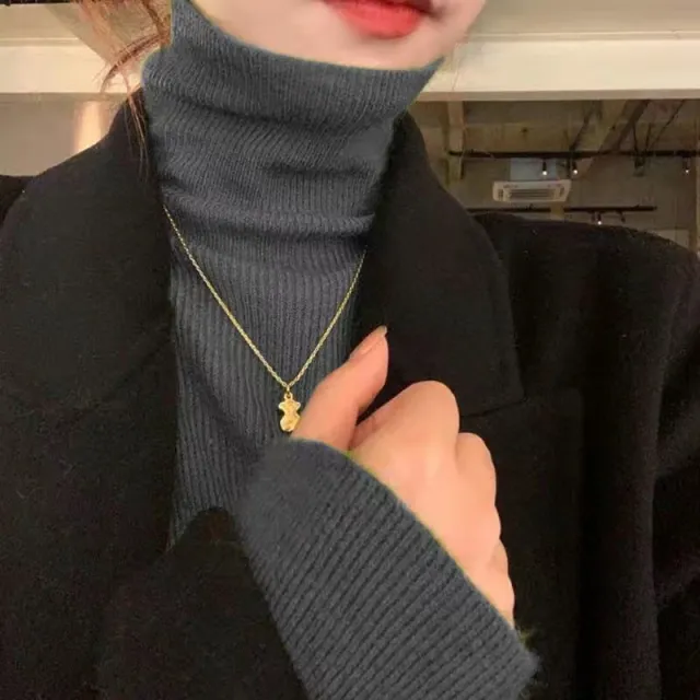 Slim Fit Turtleneck Base Thick Sweater For Women Dark Gray - Shop at LoveMi