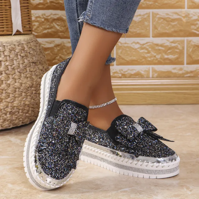 Plus Size Rhinestone Platform Loafers Women Blue - Shop at LoveMi